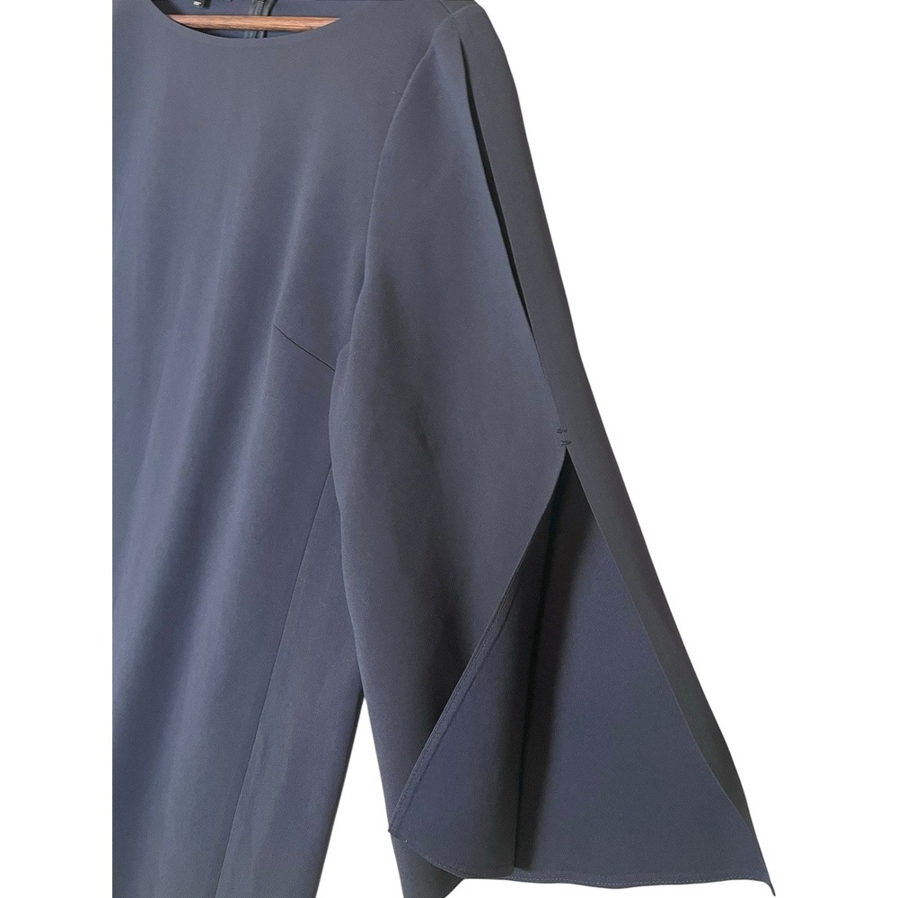 Lafayette 148 New York Navy Blue Split Bell Sleeve Shift Dress Womens Medium - Picture 3 of 8